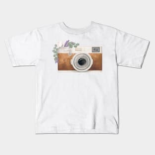 Camera and Florals Watercolor Kids T-Shirt